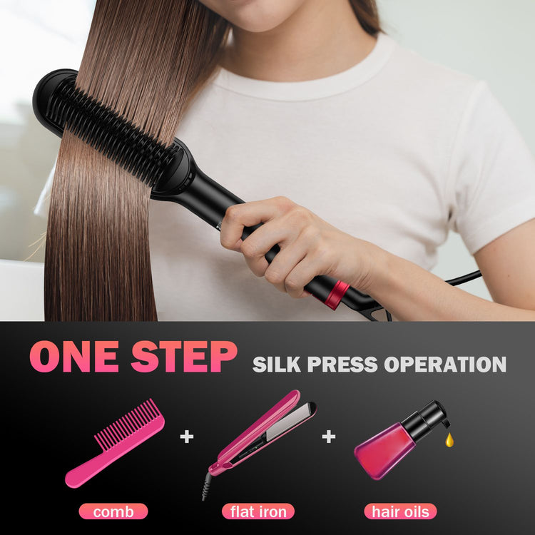 Hair straightener brush angled bristles for root lift