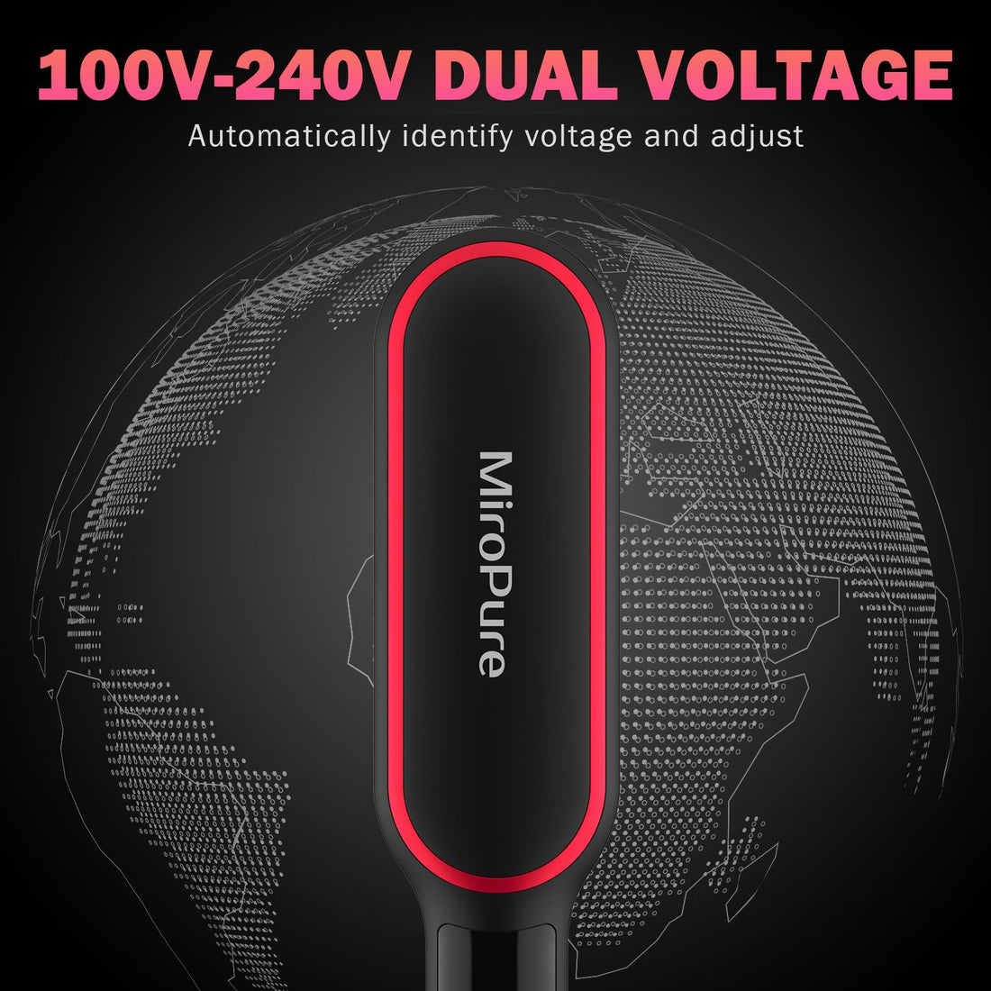 Hair straightener brush temperature buttons close-up