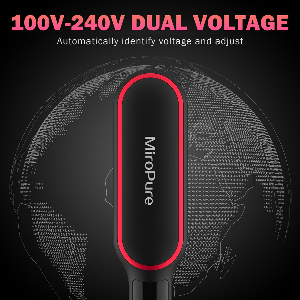 Hair straightener brush temperature buttons close-up