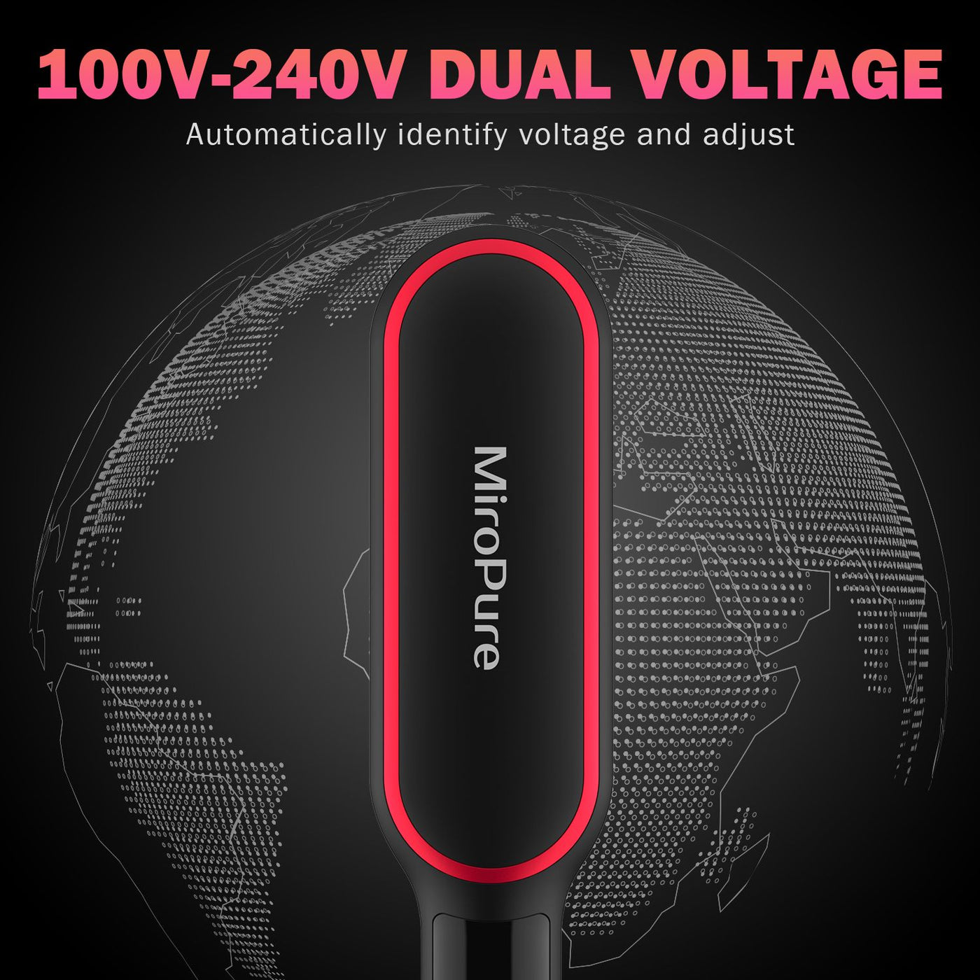 Hair straightener brush temperature buttons close-up