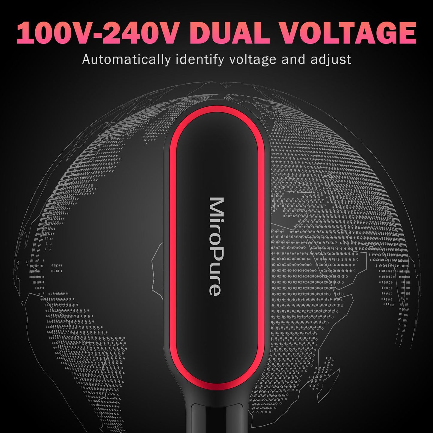 Hair straightener brush temperature buttons close-up