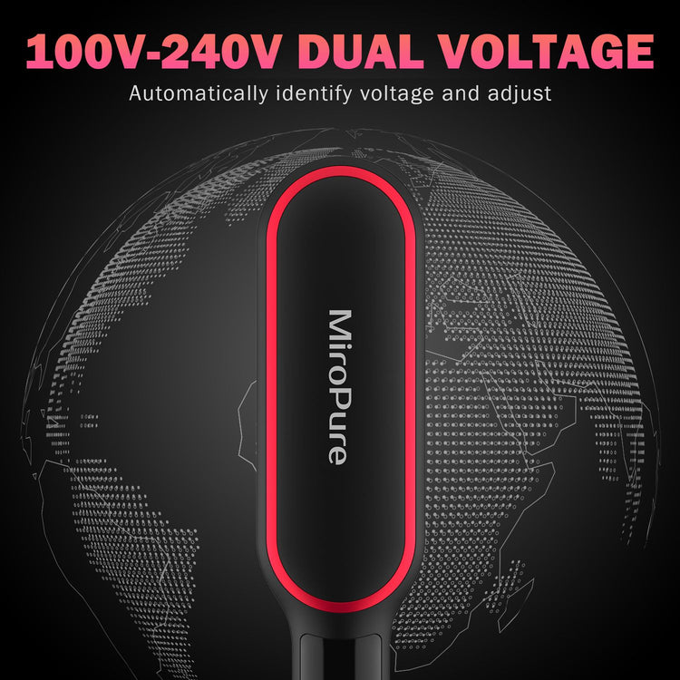 Hair straightener brush temperature buttons close-up