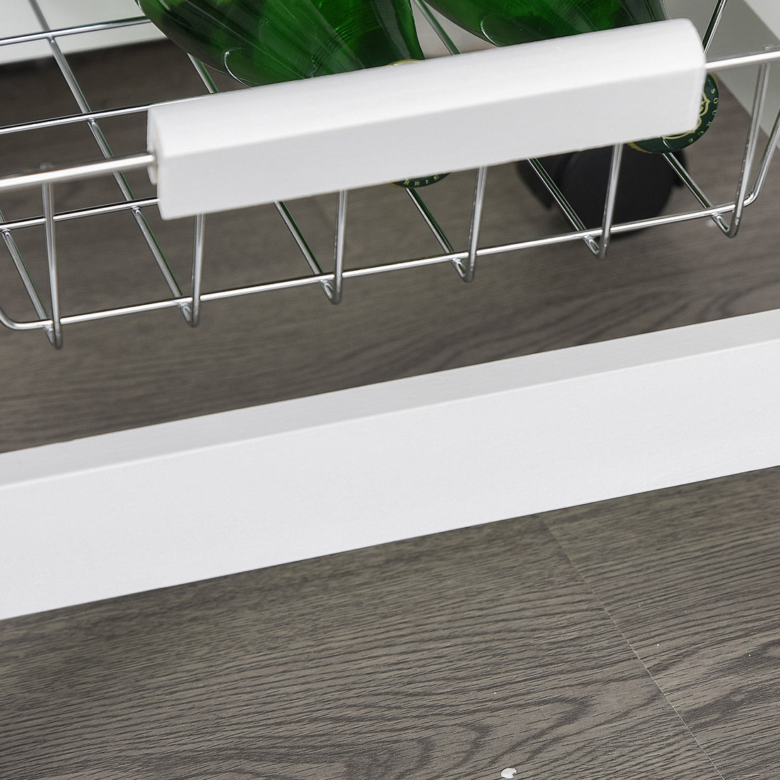 Mobile kitchen cart rolling wheels detail