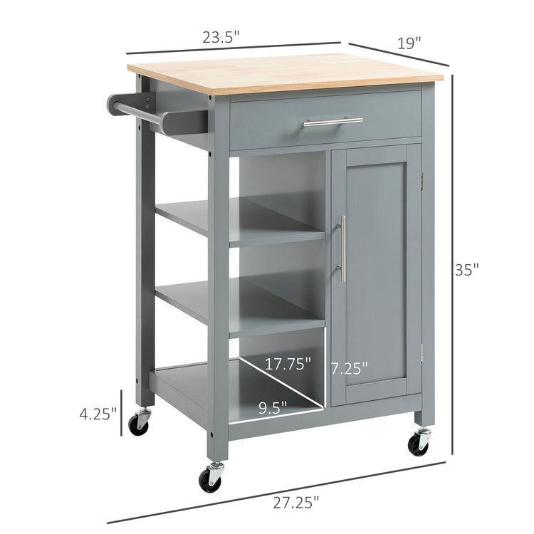 Kitchen island cart lower shelf storage view