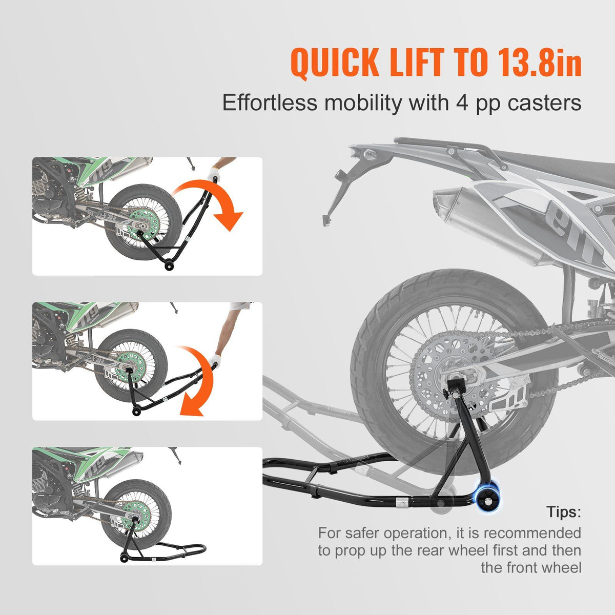 Motorcycle Front and Rear Lift feature detail