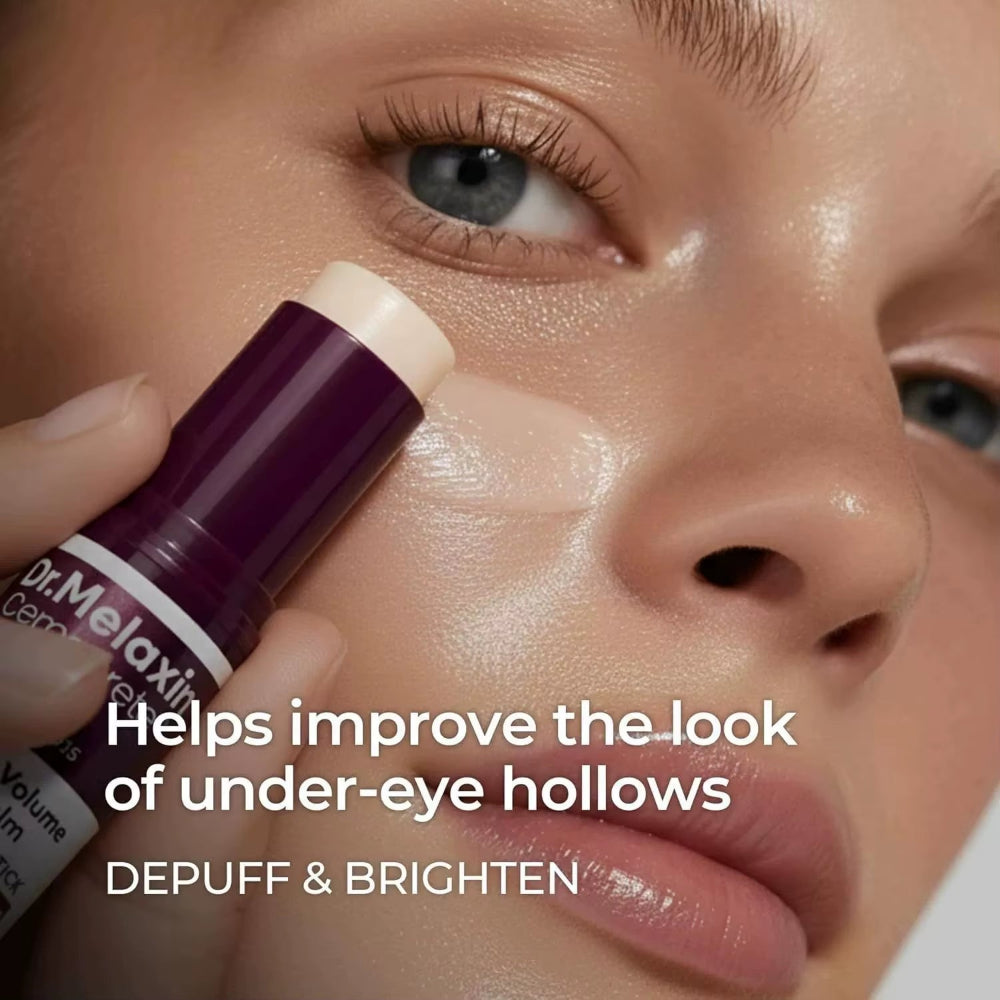 Multi-balm skincare stick applied to the face