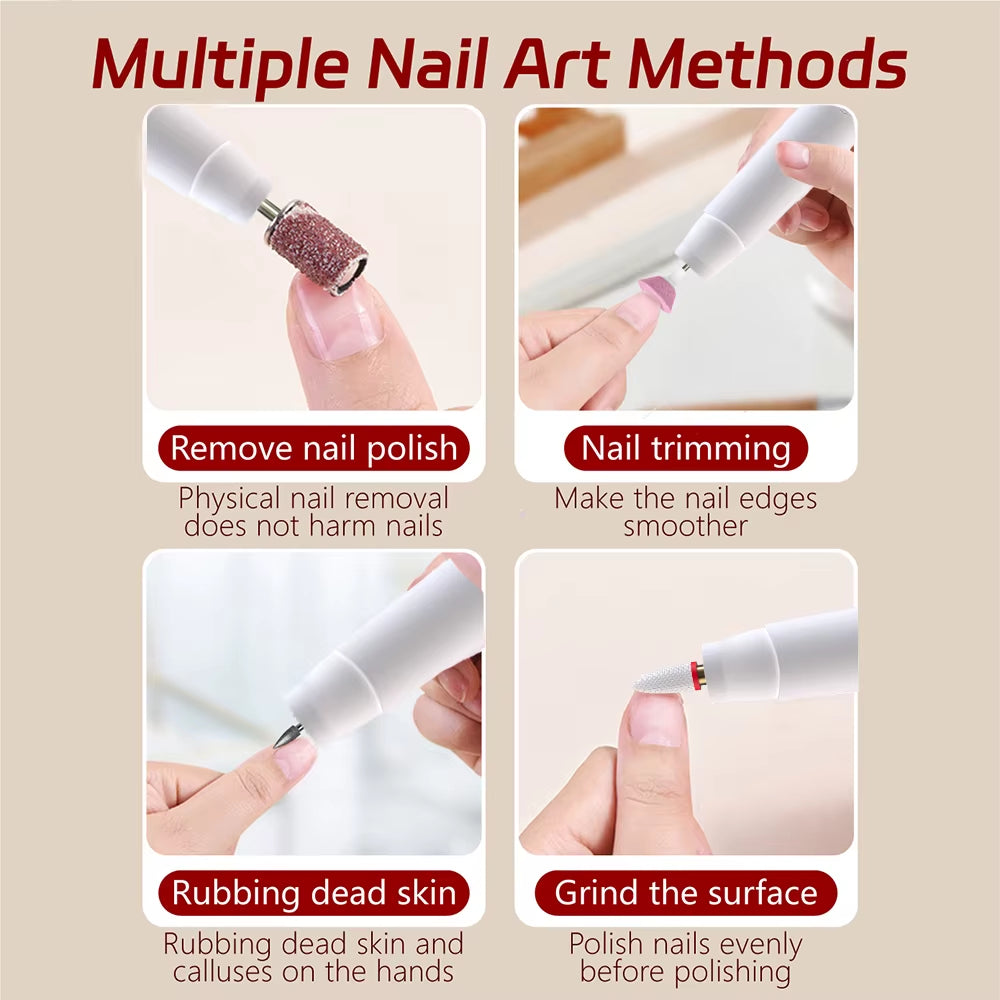 Electric nail drill set with base kit front view