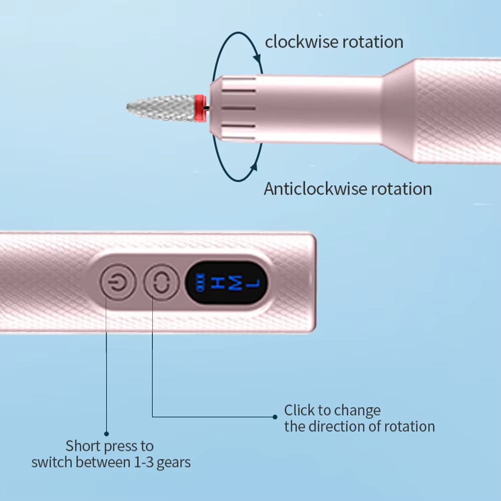 Electric nail drill set interchangeable bits