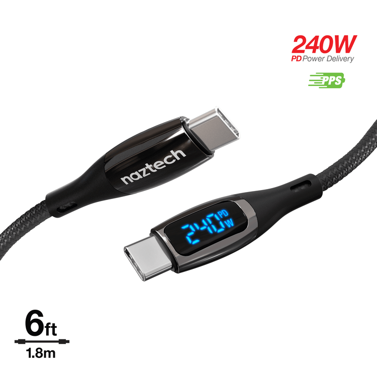 USB-C LED wattage display cable in black