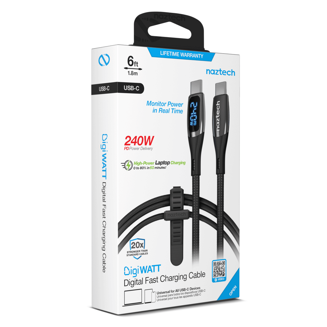 USB-C to USB-C connectors on the LED wattage cable