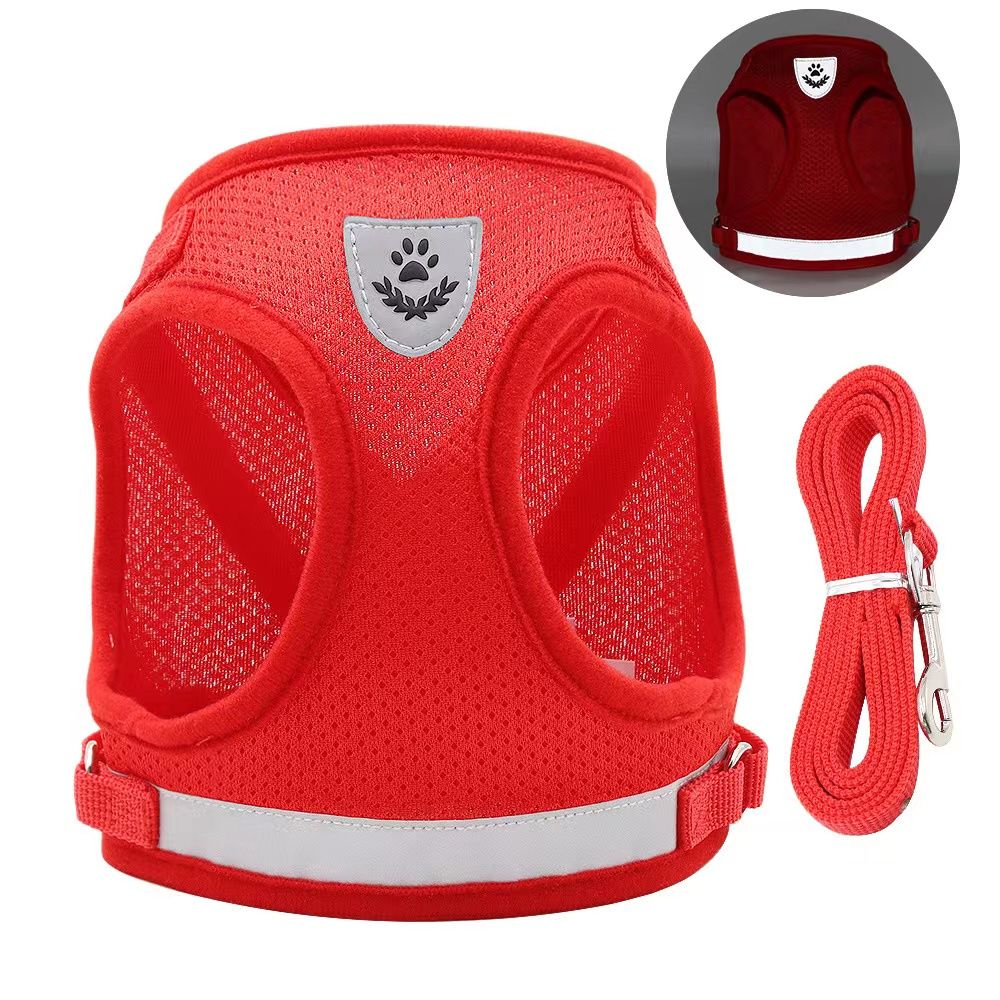 Step-in dog harness color options laid out