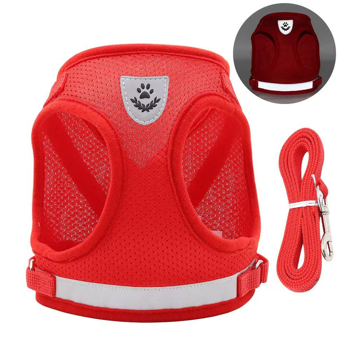 Step-in dog harness color options laid out