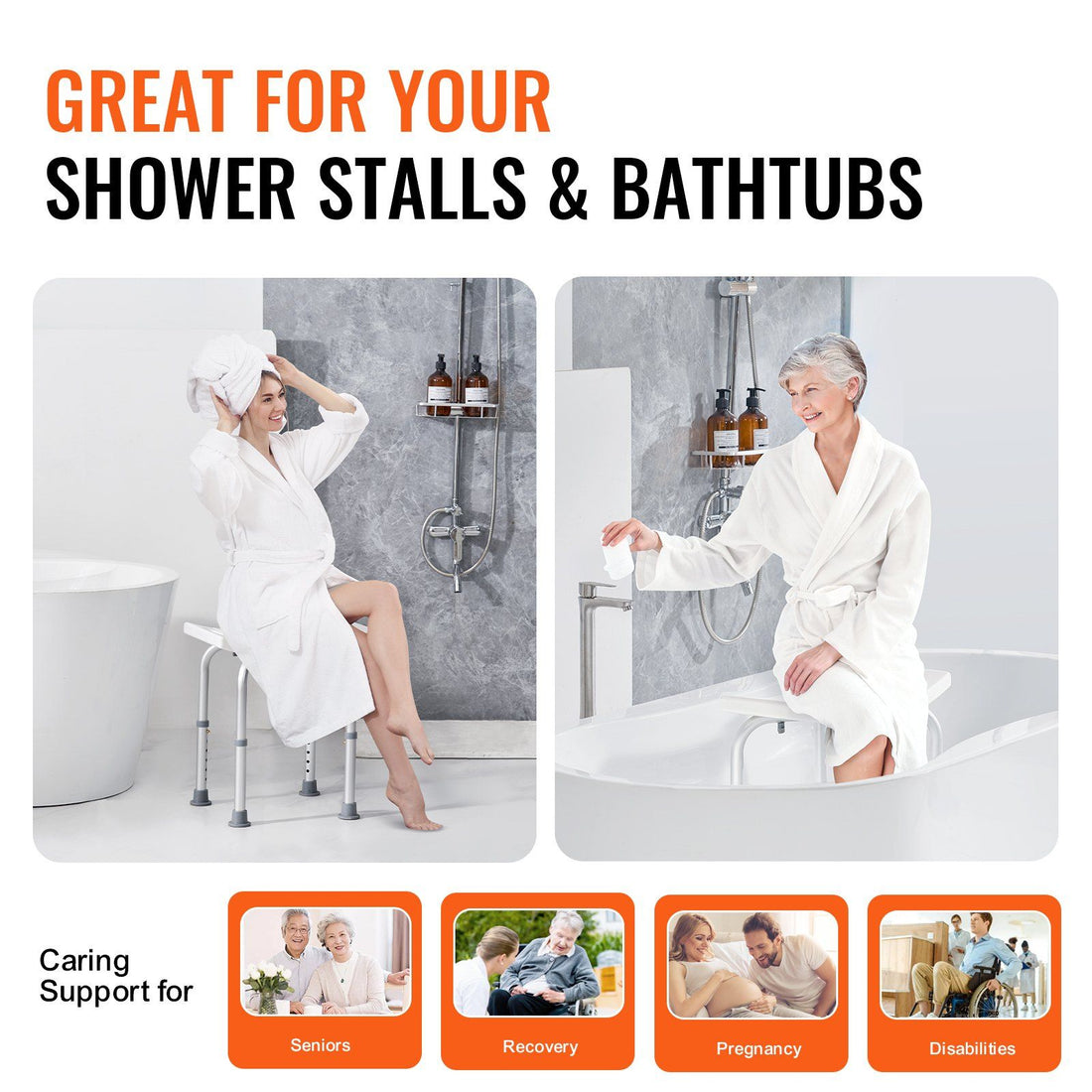 Non-Slip Adjustable Bath Stool with Handles5