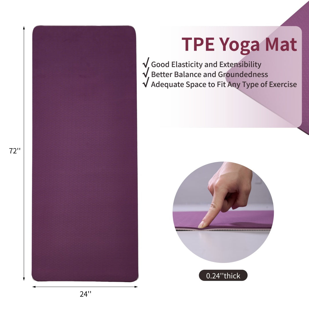 Non-Slip TPE Yoga Mat 72x24 Exercise 6