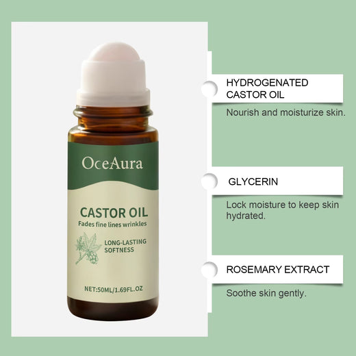Organic castor oil roll-on single bottle