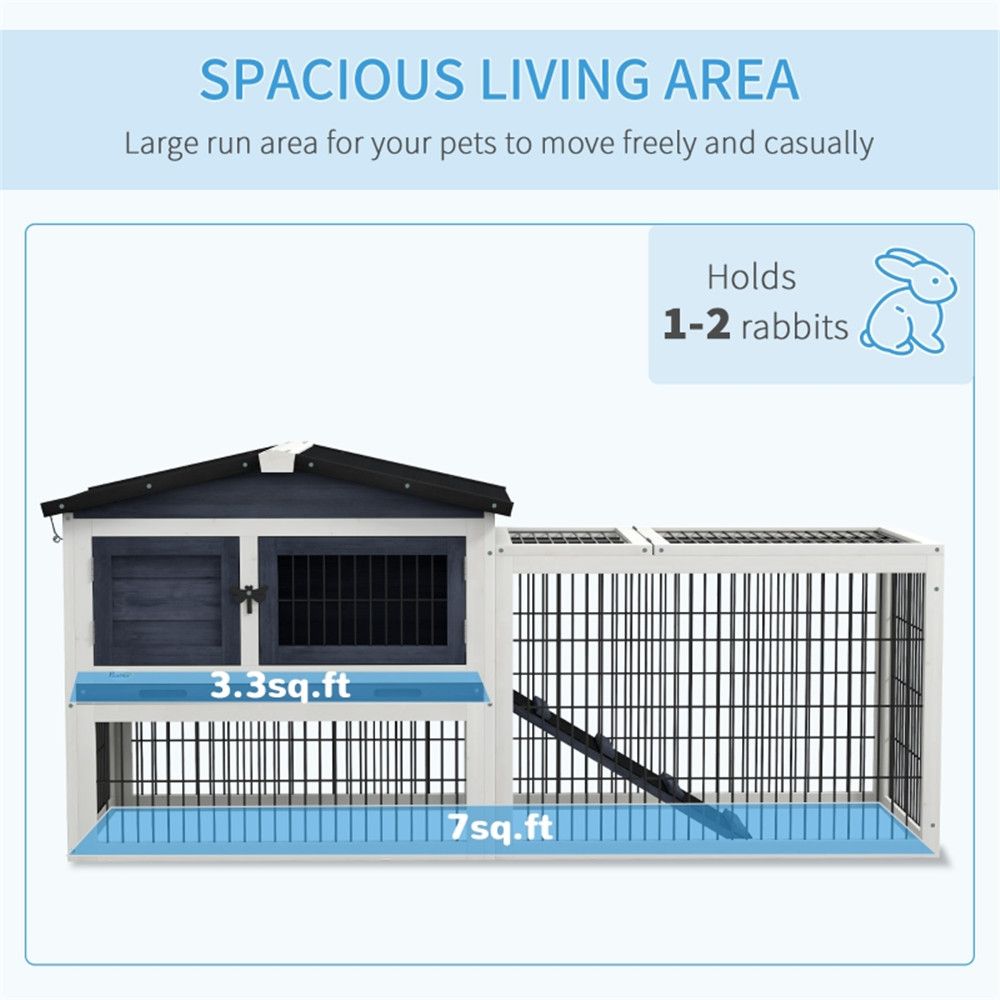 Rabbit hutch front view with wire mesh door