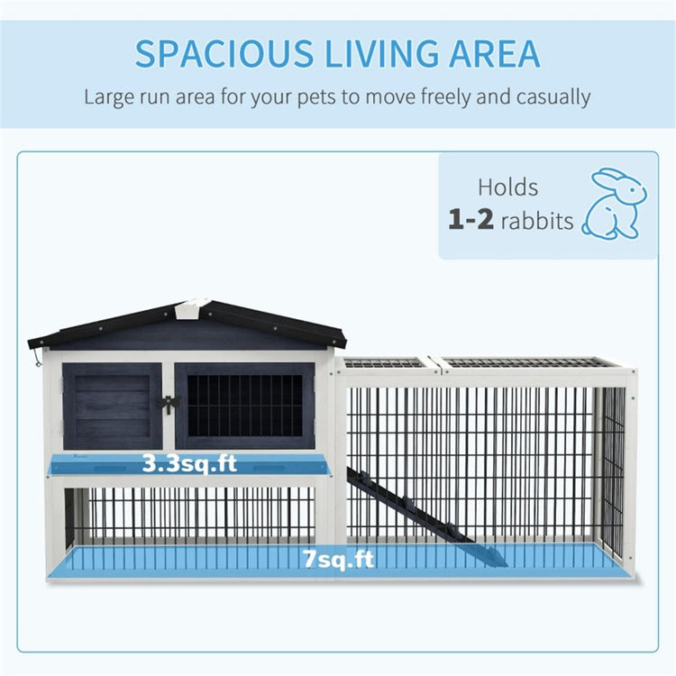Rabbit hutch front view with wire mesh door