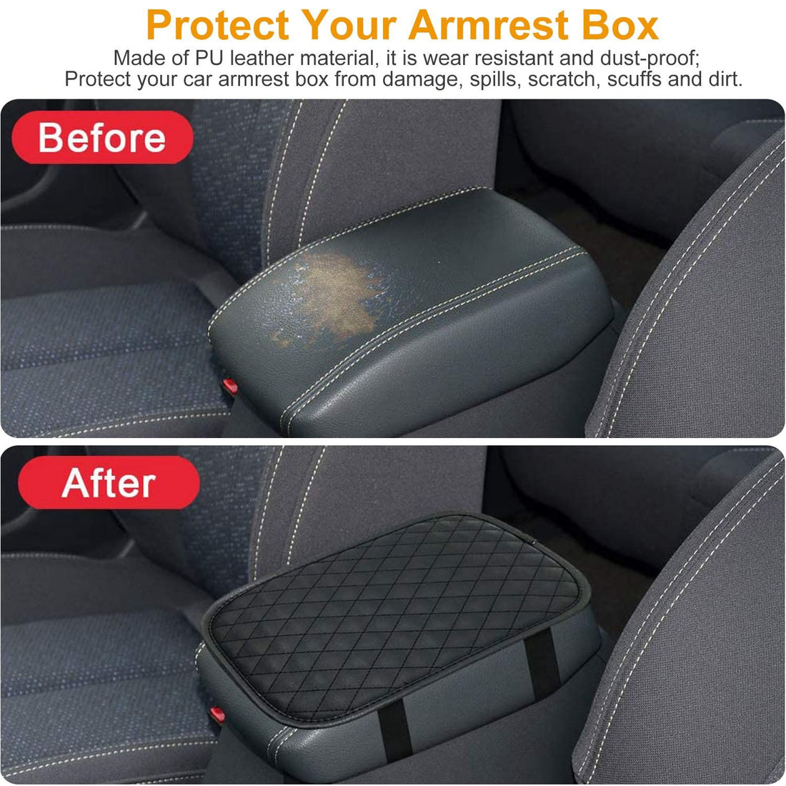 PU Leather Car Armrest Cover detail close-up