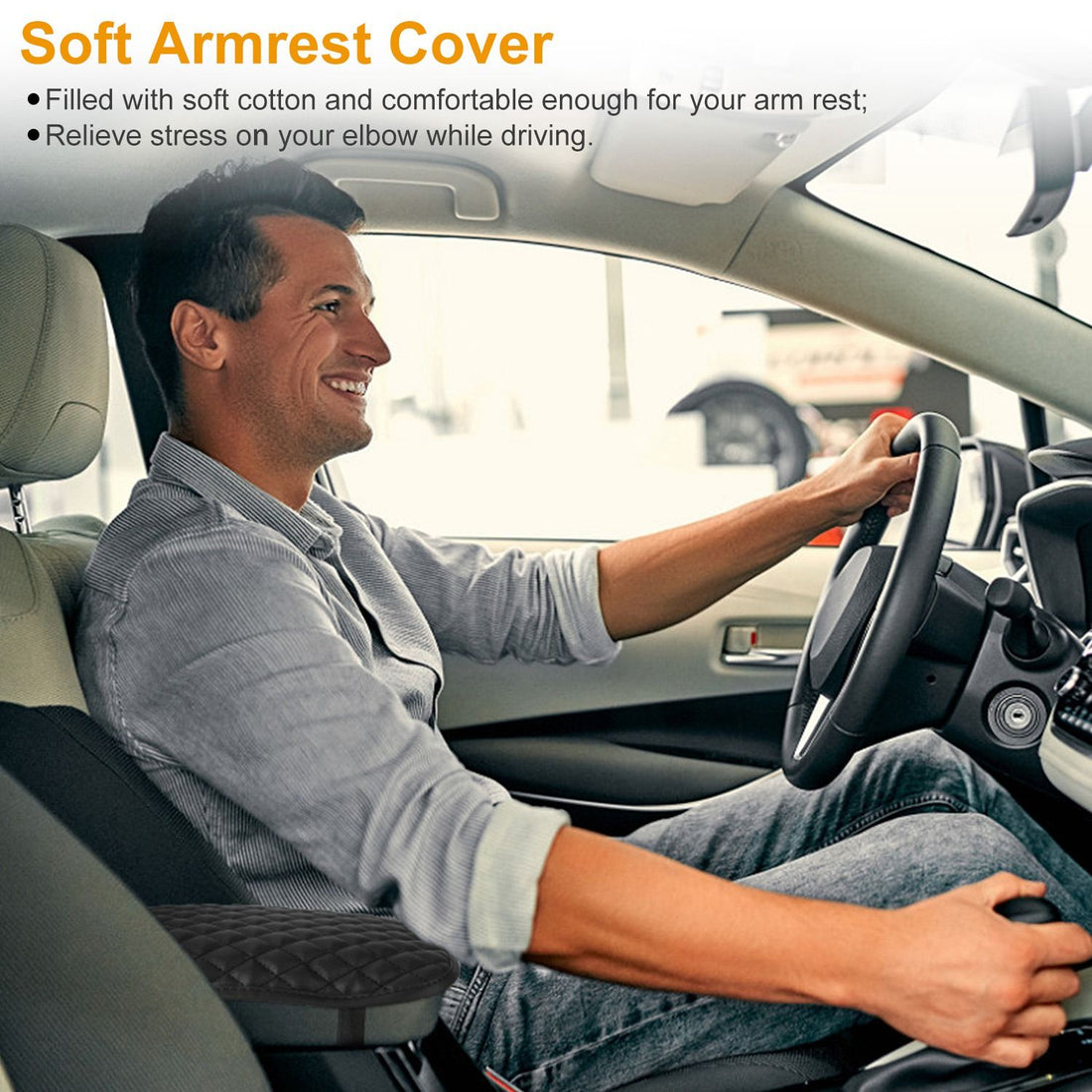 PU Leather Car Armrest Cover in-use view