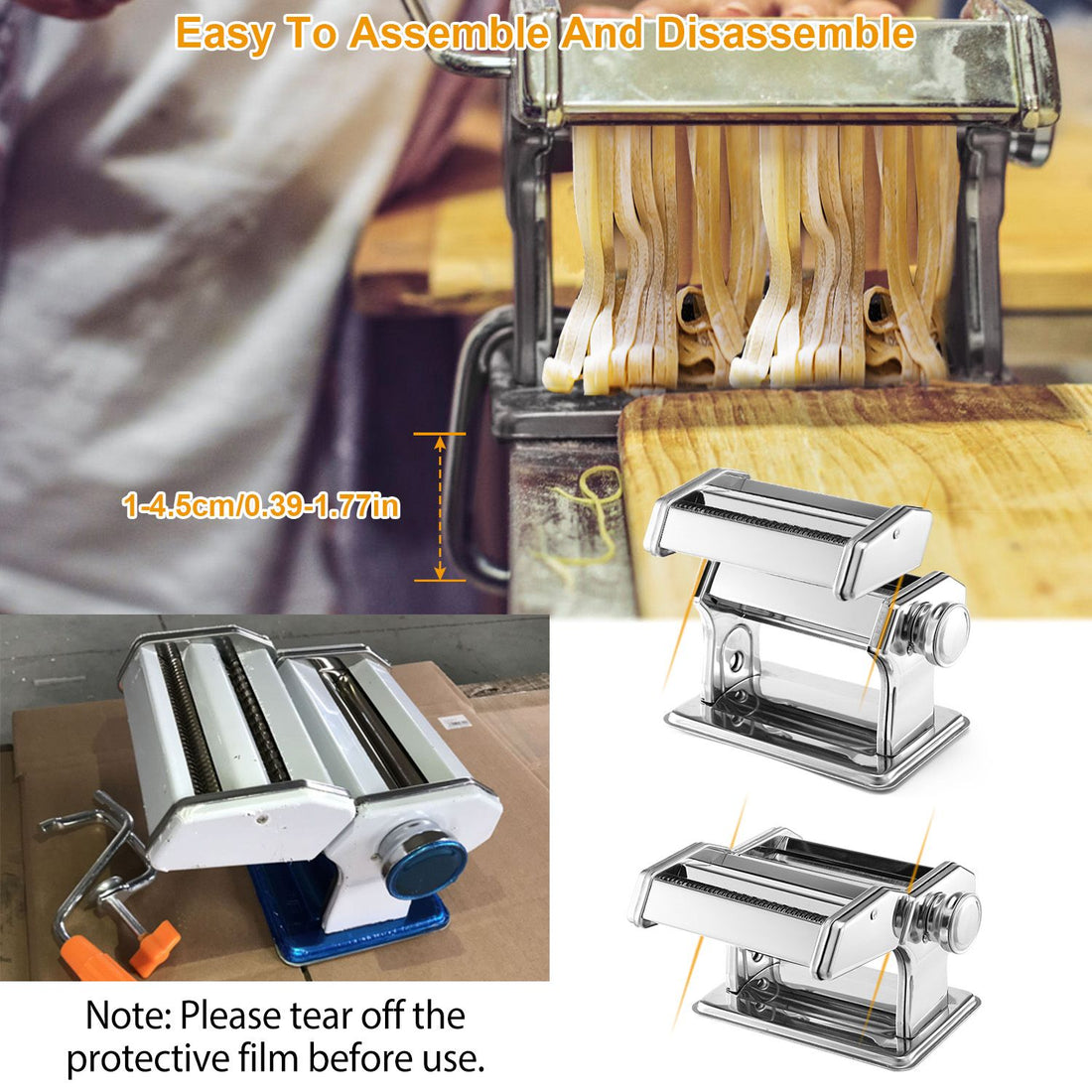 Pasta Maker Roller Noodle Machine clamp mount attached to counter