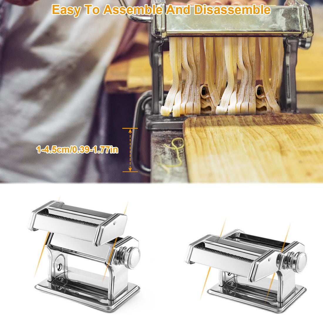 Pasta Maker Roller Noodle Machine close-up view of build, pasta maker roller machine