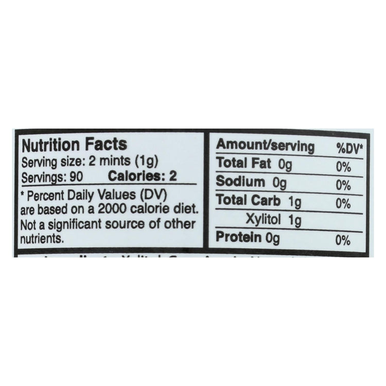 Close-up of individual peppermint xylitol mints