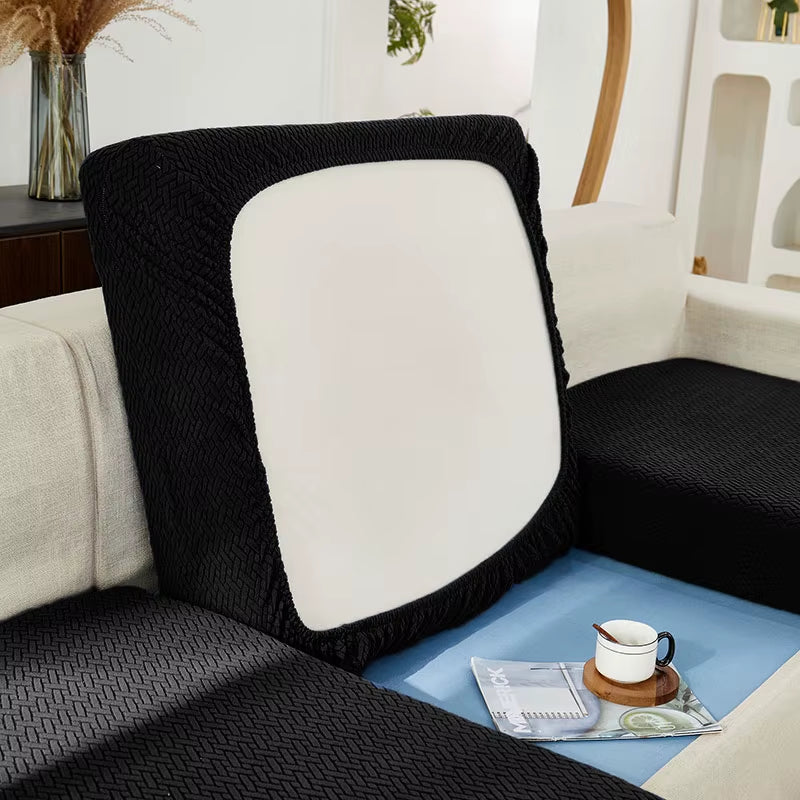 Pet-friendly sofa cover fitted on couch