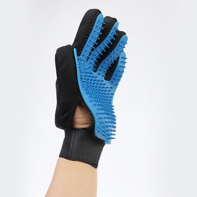 Deshedding glove used during a cat bath