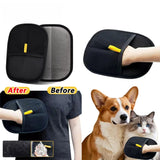 Grooming glove used on a dog to lift loose pet hair