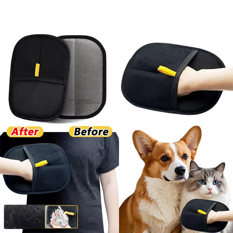 Grooming glove used on a dog to lift loose pet hair