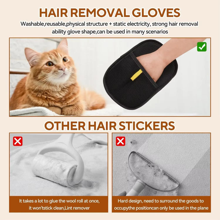 Pet hair remover glove paired side by side for left and right hand