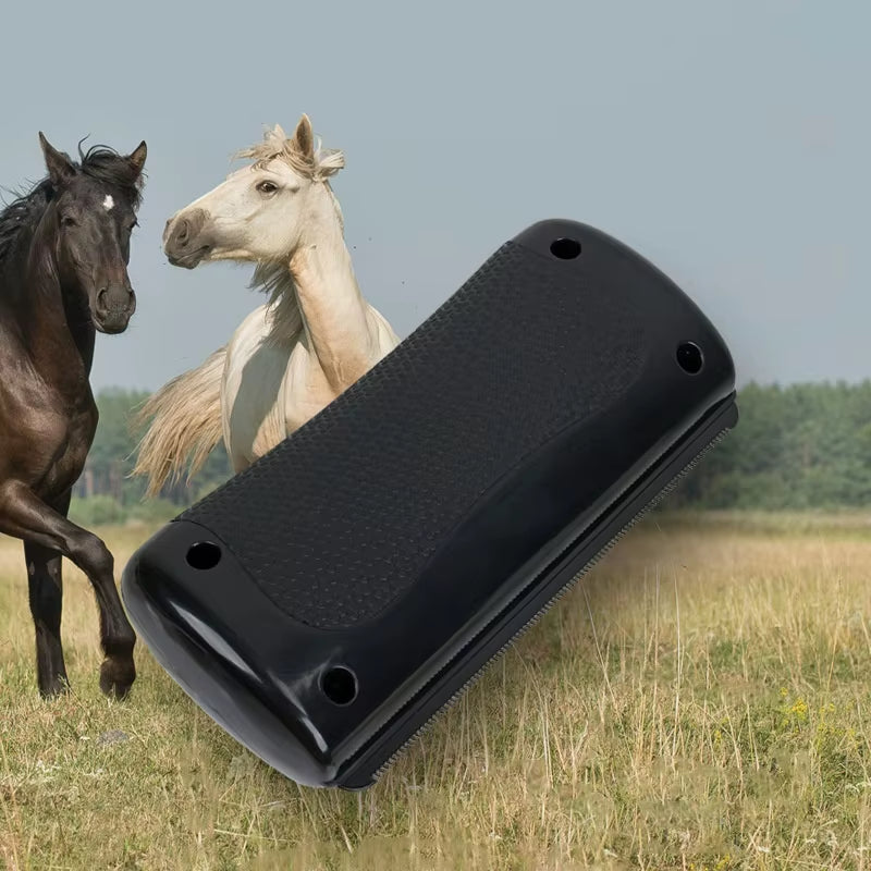 Pet hair remover tool in black, reusable handheld brush