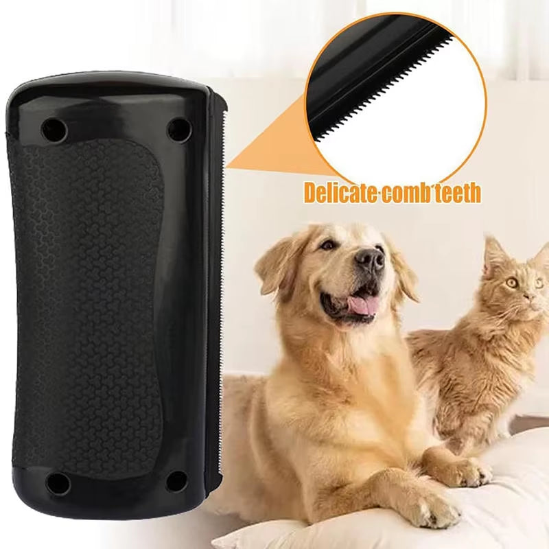 Pet hair remover used on a fabric chair