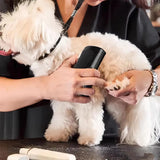 Reusable pet hair tool collecting dog hair off bedding