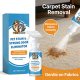 Pet odor eliminator spray, label close-up