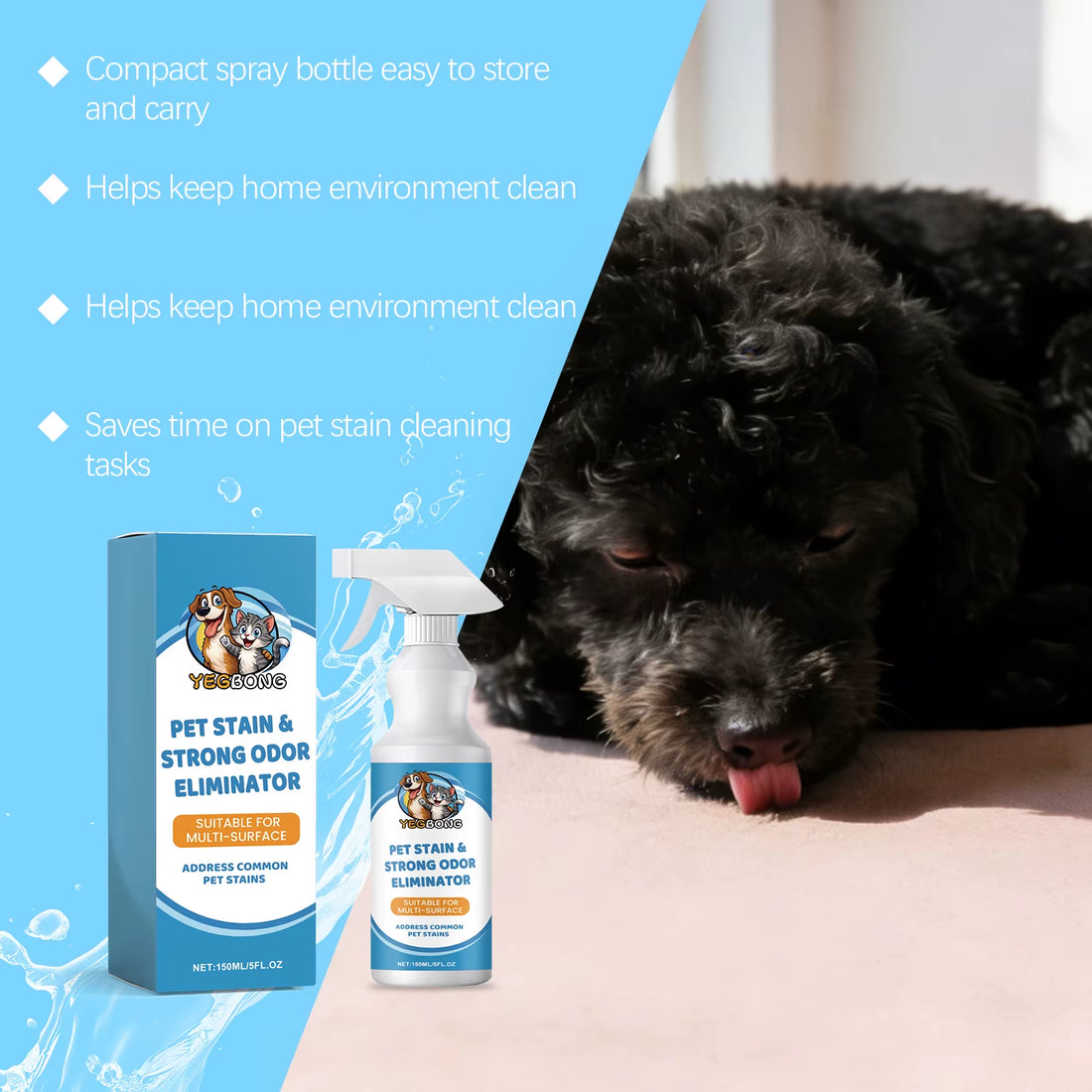 Pet Stain and Odor Remover during accident cleanup
