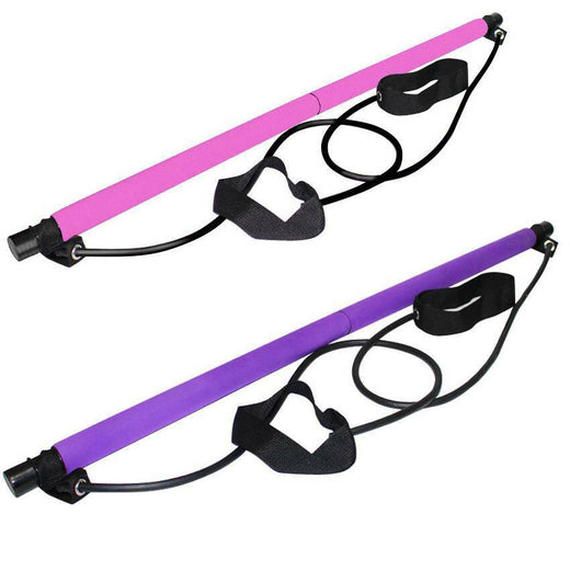 Pilates bar with resistance bands and foot pedal kit