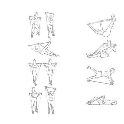 Pilates bar with resistance bands close-up of attachment clips