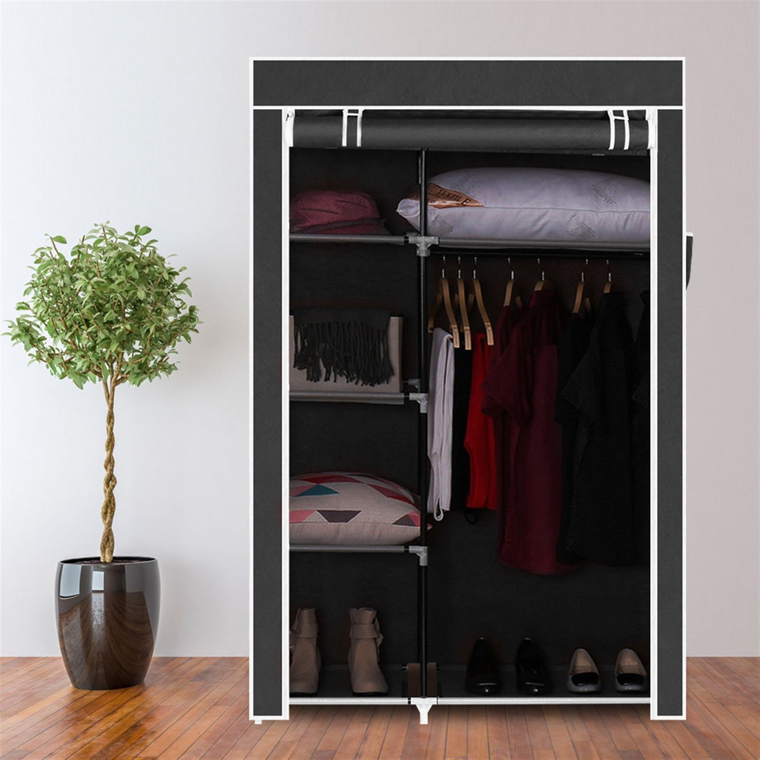 64-inch portable closet organizer assembled view