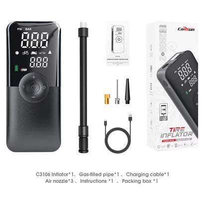 Portable tire inflator pump with digital display