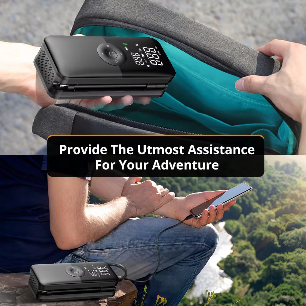 Portable tire inflator storage case open view