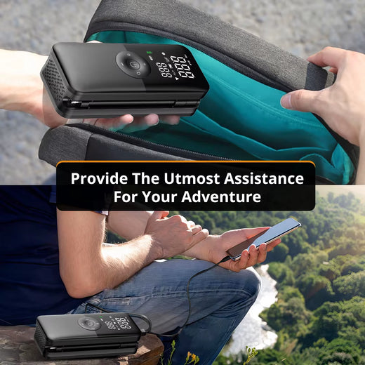 Portable tire inflator storage case open view