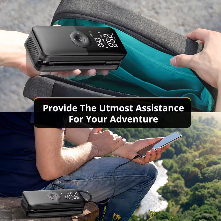 Portable tire inflator storage case open view