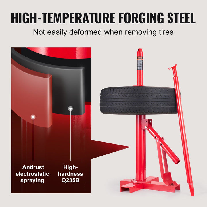 Portable Manual Tire Changer Tool in use mounting a tire