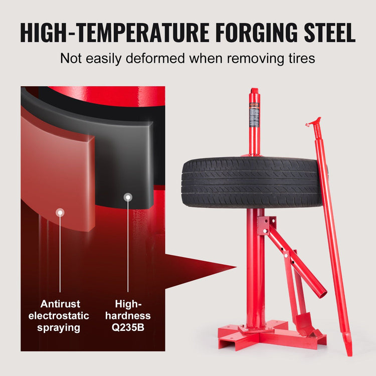 Portable Manual Tire Changer Tool in use mounting a tire