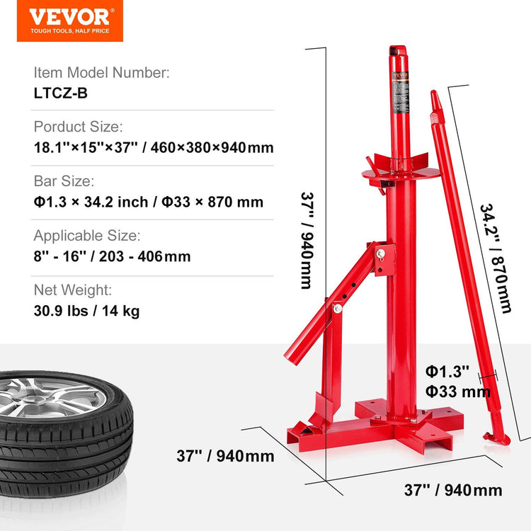 Portable Manual Tire Changer Tool bar and lever detail