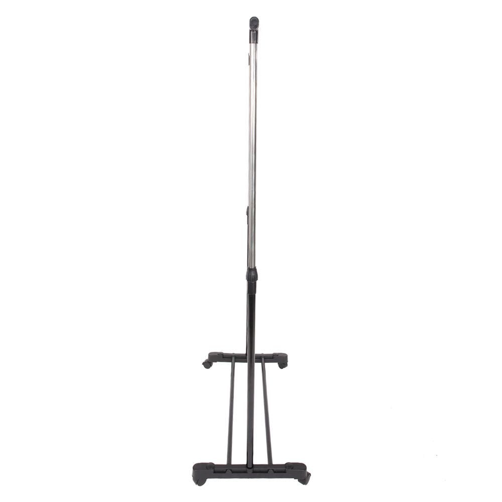 Rolling base detail on portable clothes rack stand