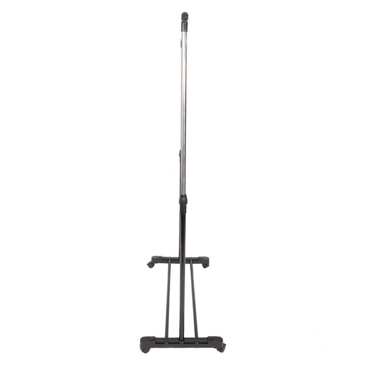 Rolling base detail on portable clothes rack stand