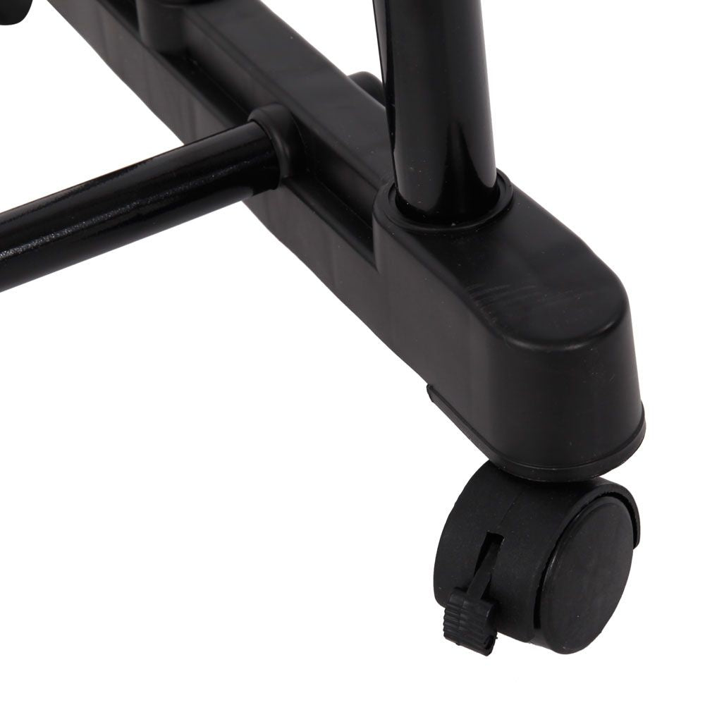 Portable rolling clothes rack shown empty for assembly reference