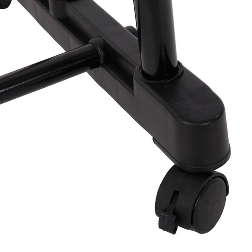 Portable rolling clothes rack shown empty for assembly reference